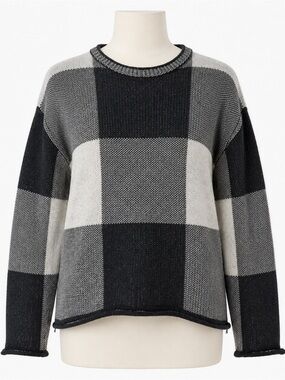 Paper Crane Oversized Black White Checkerboard Sweater Size Small